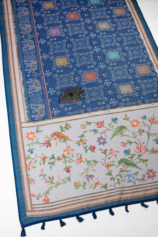 Gajrekha Bandhani Handloom Cotton Silk Saree - Yuvani