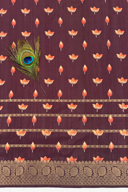 Gau Leela Jacquard Silk Saree | pichwai print saree | Yuvani vesture