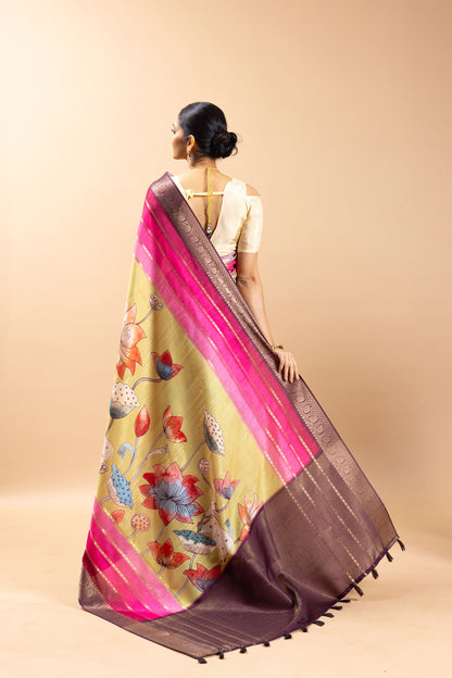 Gau Leela Jacquard Silk Saree | pichwai saree | Yuvani vesture