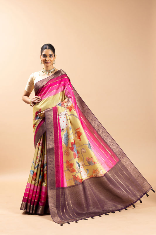 Gau Leela Jacquard Silk Saree | pichwai saree | Yuvani vesture