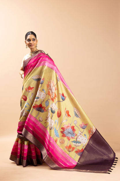Gau Leela Jacquard Silk Saree |pichwai saree | Yuvani vesture