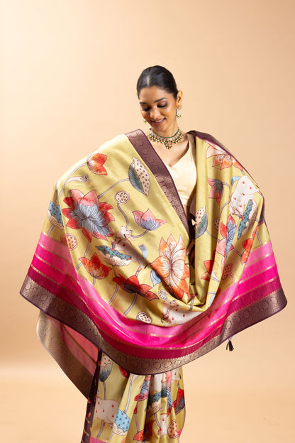 Gau Leela Jacquard Silk Saree | pichwai saree | Yuvani vesture