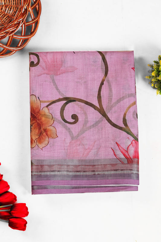 Gulabi Bahar Linen Saree - Yuvani