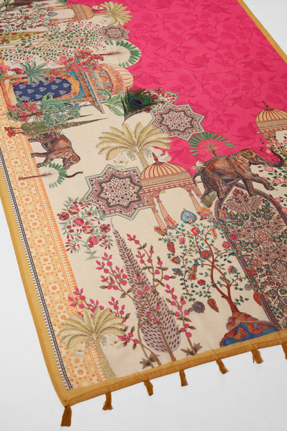 Gulabi Rajbagh Chanderi Saree - Yuvani