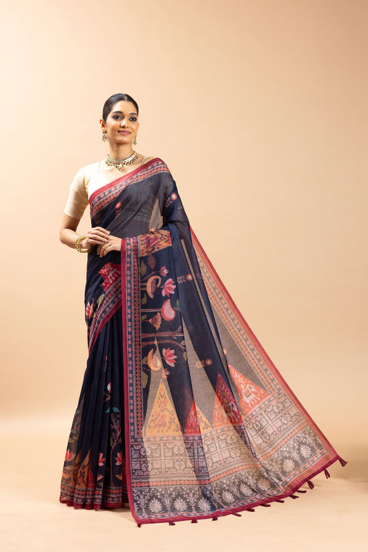Kona Chanderi Cotton Saree - Yuvani
