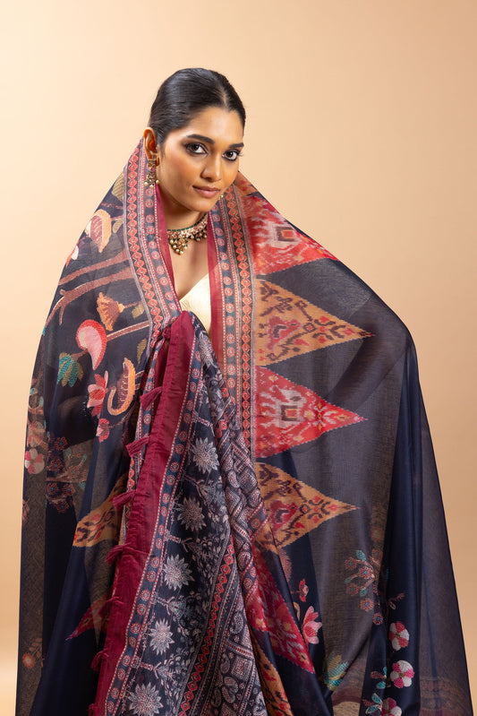 Kona Chanderi Cotton Saree - Yuvani