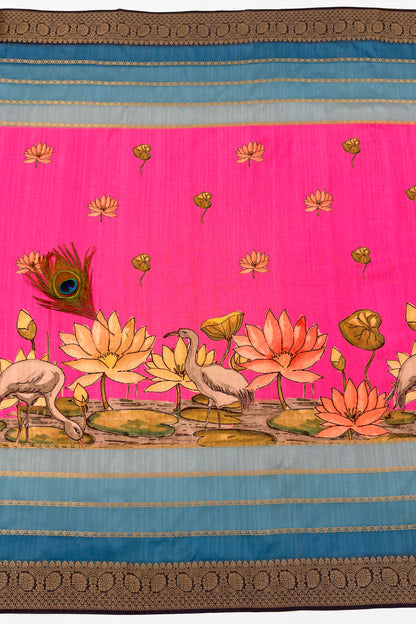 Neer Kamal Jacquard Silk Saree | Jacquard Silk fabric | Pichwai print Saree | Yuvani vesture