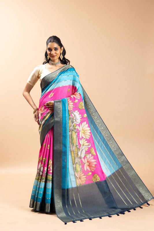 Neer Kamal Jacquard Silk Saree - Jacquard Silk fabric | Pichwai print Saree | Yuvani vesture