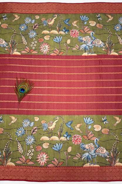 Pakshi Leela Jacquard Silk Saree - Yuvani