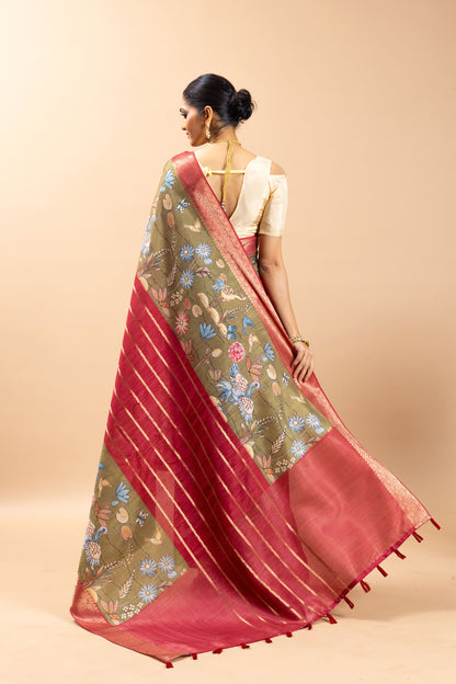 Pakshi Leela Jacquard Silk Saree - Yuvani