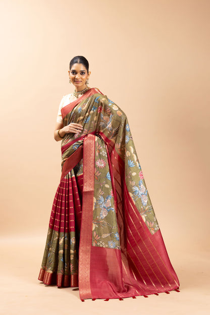 Pakshi Leela Jacquard Silk Saree - Yuvani