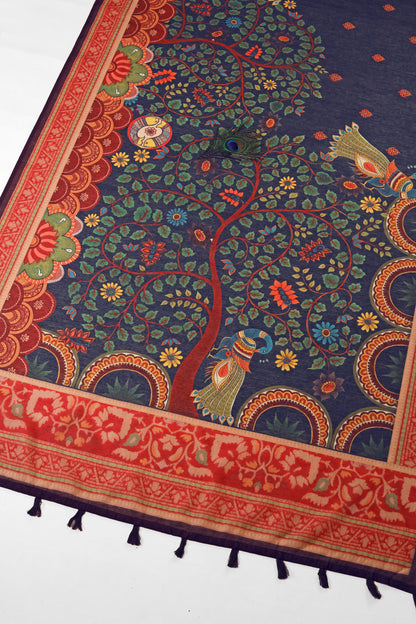 Peacock Vanam Chanderi Saree - Yuvani
