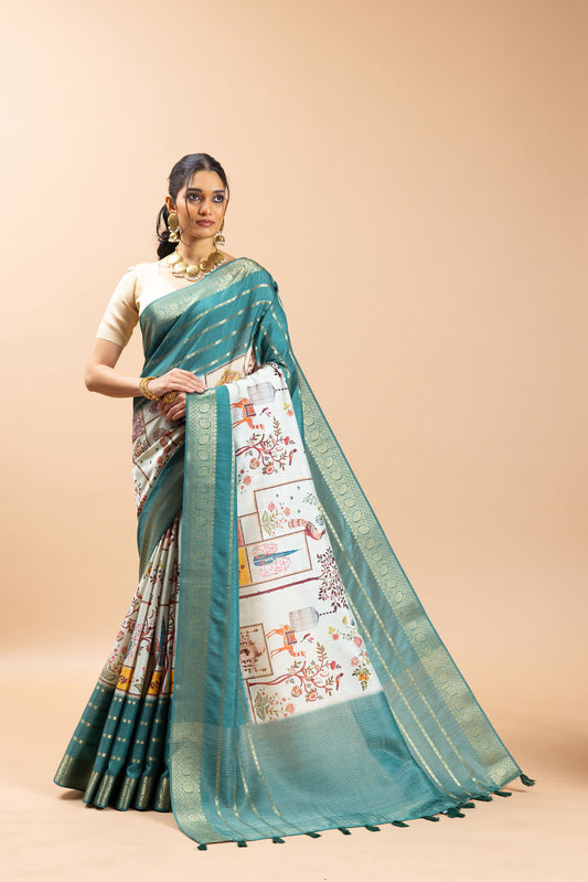 Raj Bhavan jacquard silk saree royal Mughal design festive wear