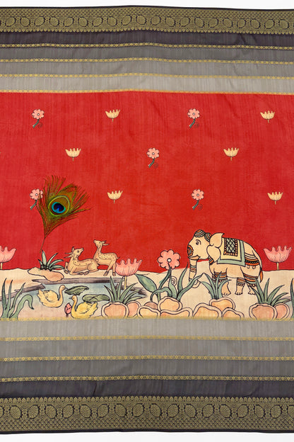 Raj Gaj Jacquard Silk Saree | Jacquard Silk fabric | Pichwai Print Saree | yuvani vesture