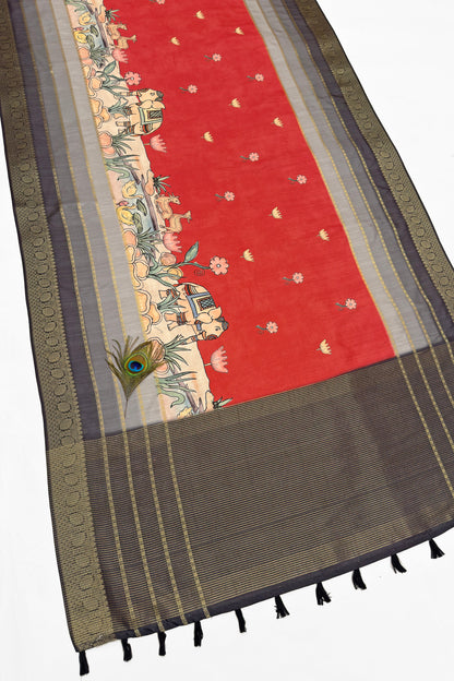 Raj Gaj Jacquard Silk Saree | Jacquard Silk fabric | Pichwai Print Saree | yuvani vesture