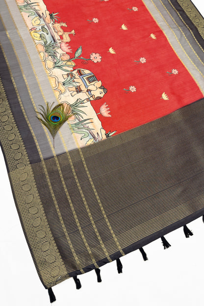 Raj Gaj Jacquard Silk Saree | Jacquard Silk fabric | Pichwai Print Saree | yuvani vesture