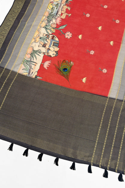 Raj Gaj Jacquard Silk Saree | Jacquard Silk fabric | Pichwai Print Saree | yuvani vesture