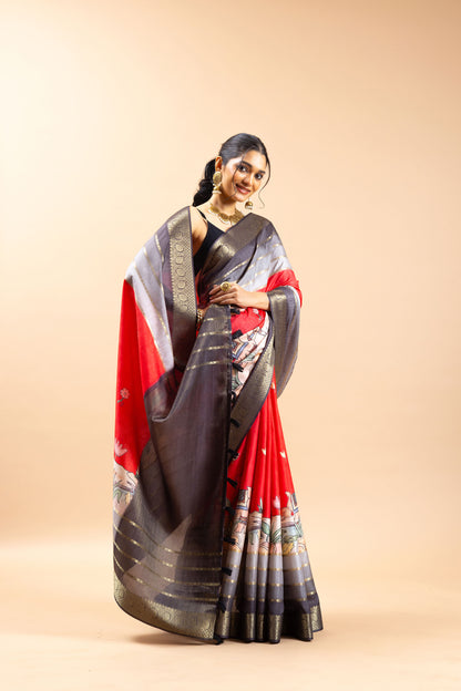 Raj Gaj Jacquard Silk Saree | Jacquard Silk fabric | Pichwai Print Saree | yuvani vesture