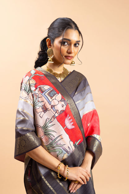 Raj Gaj Jacquard Silk Saree Jacquard Silk fabric | Pichwai Print Saree | yuvani vesture