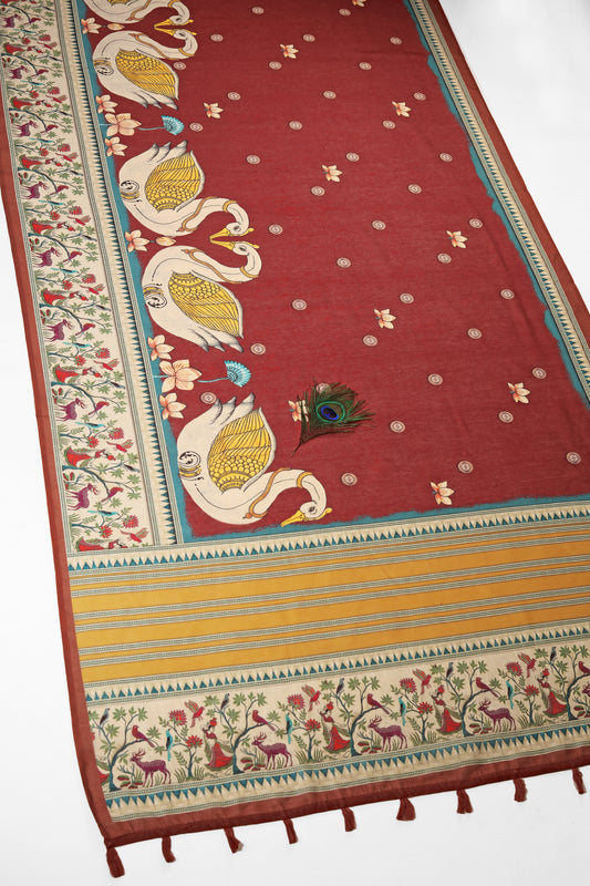 Raj-Hans Chanderi Saree - Yuvani