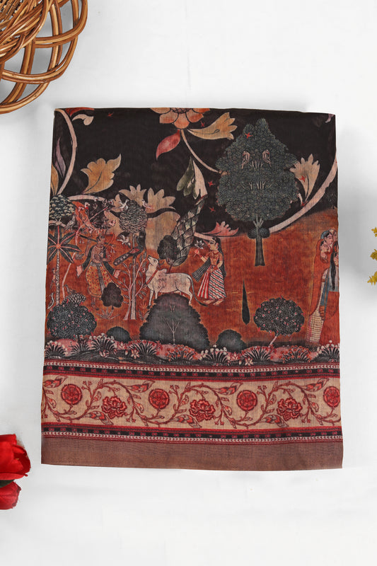 Rajshree Kalamkari Chanderi Saree |Chanderi Kalamkari Saree | Yuvani