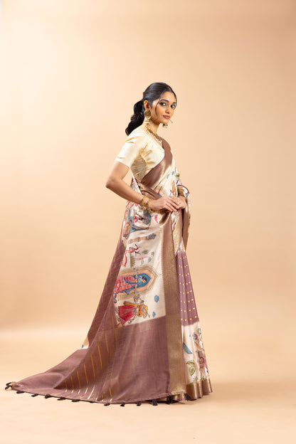 Sundar Kahani jacquard silk saree artistic design festive wear