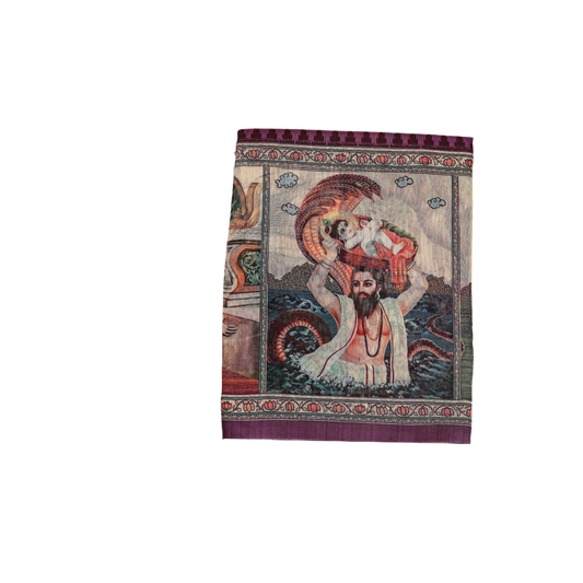 Vrindavan Leela Purple Printed Saree | Yuvani vesture