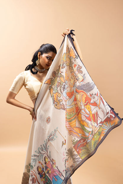 Vrindavan Vaas Chanderi Saree - Chanderi Sarees | Yuvani Vesture